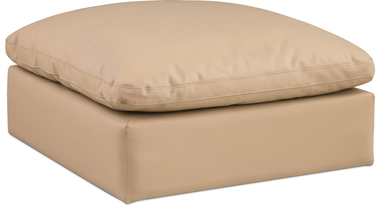 Comfy - Faux Leather Ottoman - Tan