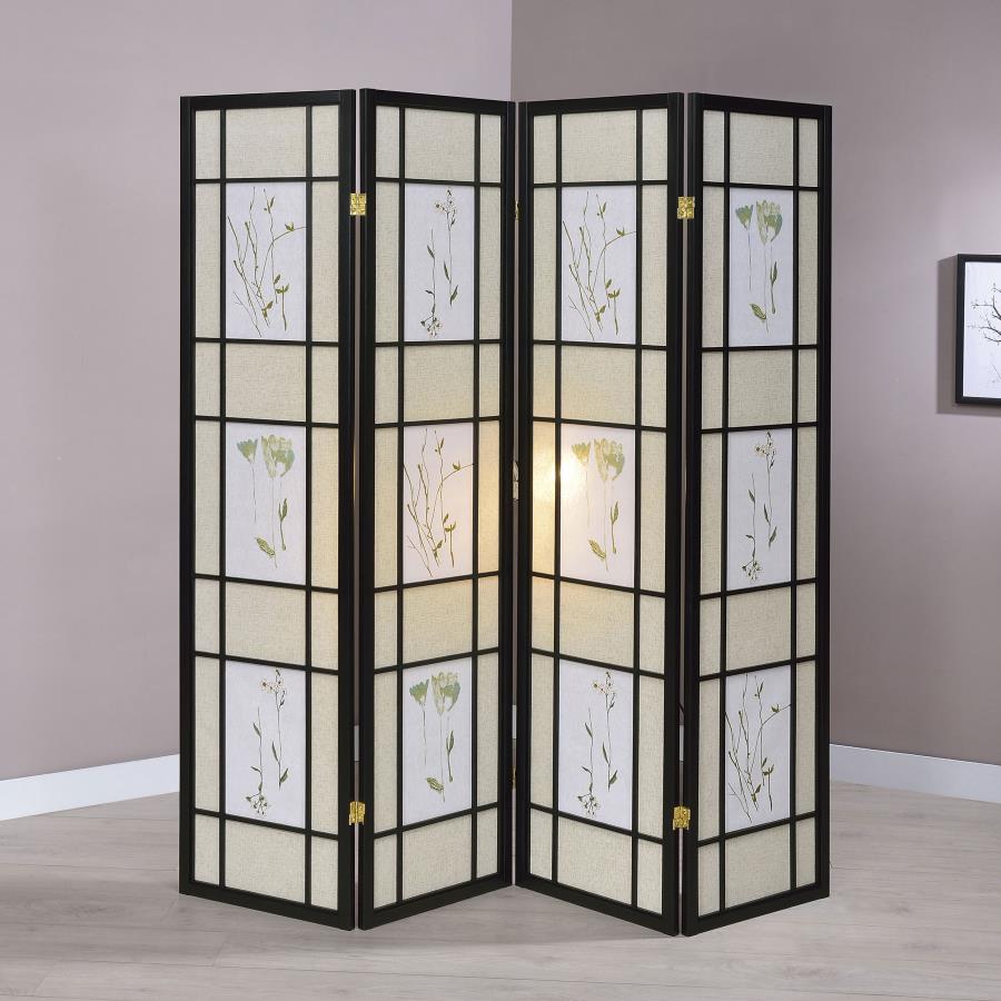 Catabella 4-Panel Room Divider Folding Shoji Screen Floral Default Title