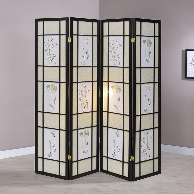 Catabella 4-Panel Room Divider Folding Shoji Screen Floral Default Title