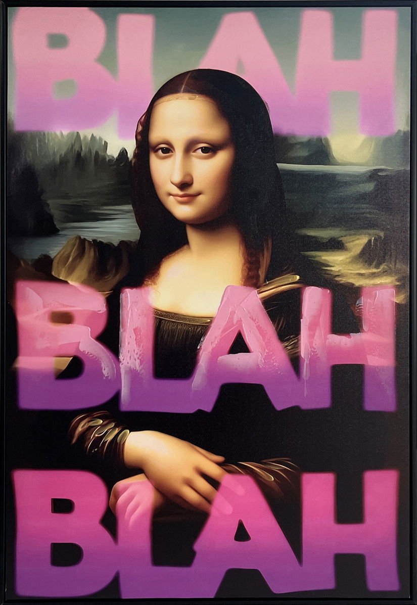 Blush Refrain Hand-Embellished Canvas In Frame - Black / Pink