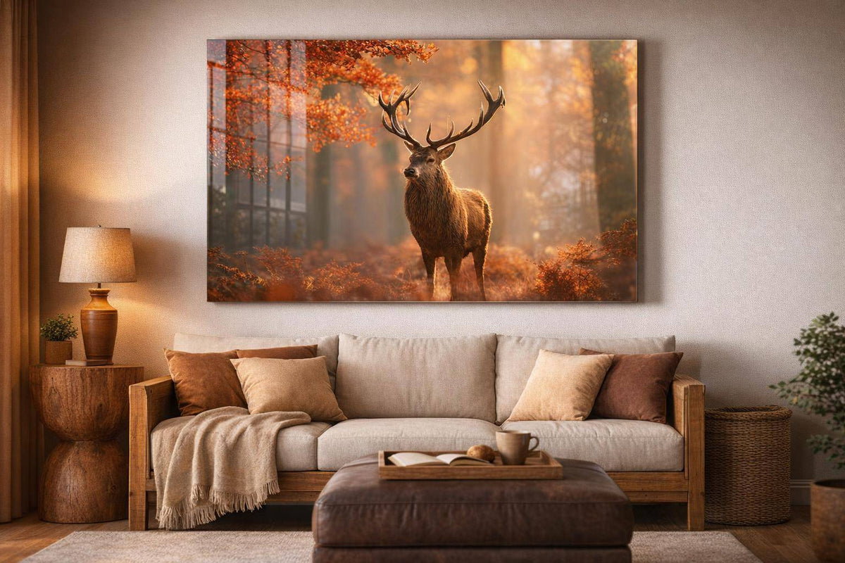 Autumn Stag Tempered Glass - Amber / Red