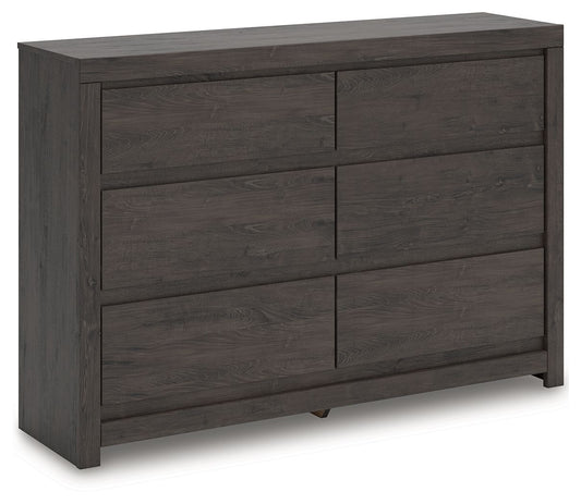 Fraluna - Six Drawer Dresser - Charcoal