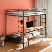 Campus Metal Full Over Twin Workstation Bunk Bed Matte Black
