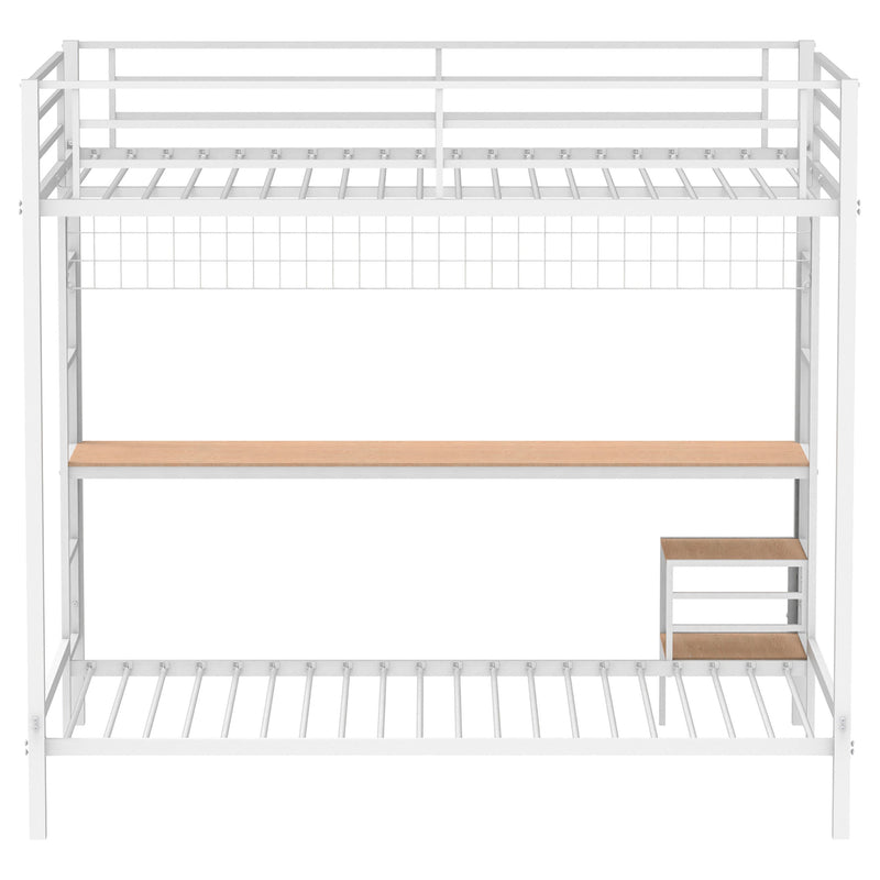Campus Metal Full Over Twin Workstation Bunk Bed