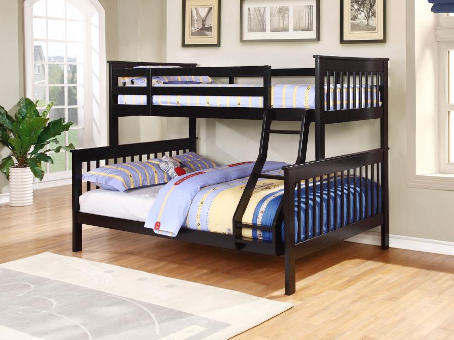 Chapman Wood Twin Over Twin Bunk Bed Black Twin Full Bunk Bed