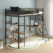 Campus 3-shelf Metal Twin Workstation Loft Bed Matte Matte Black
