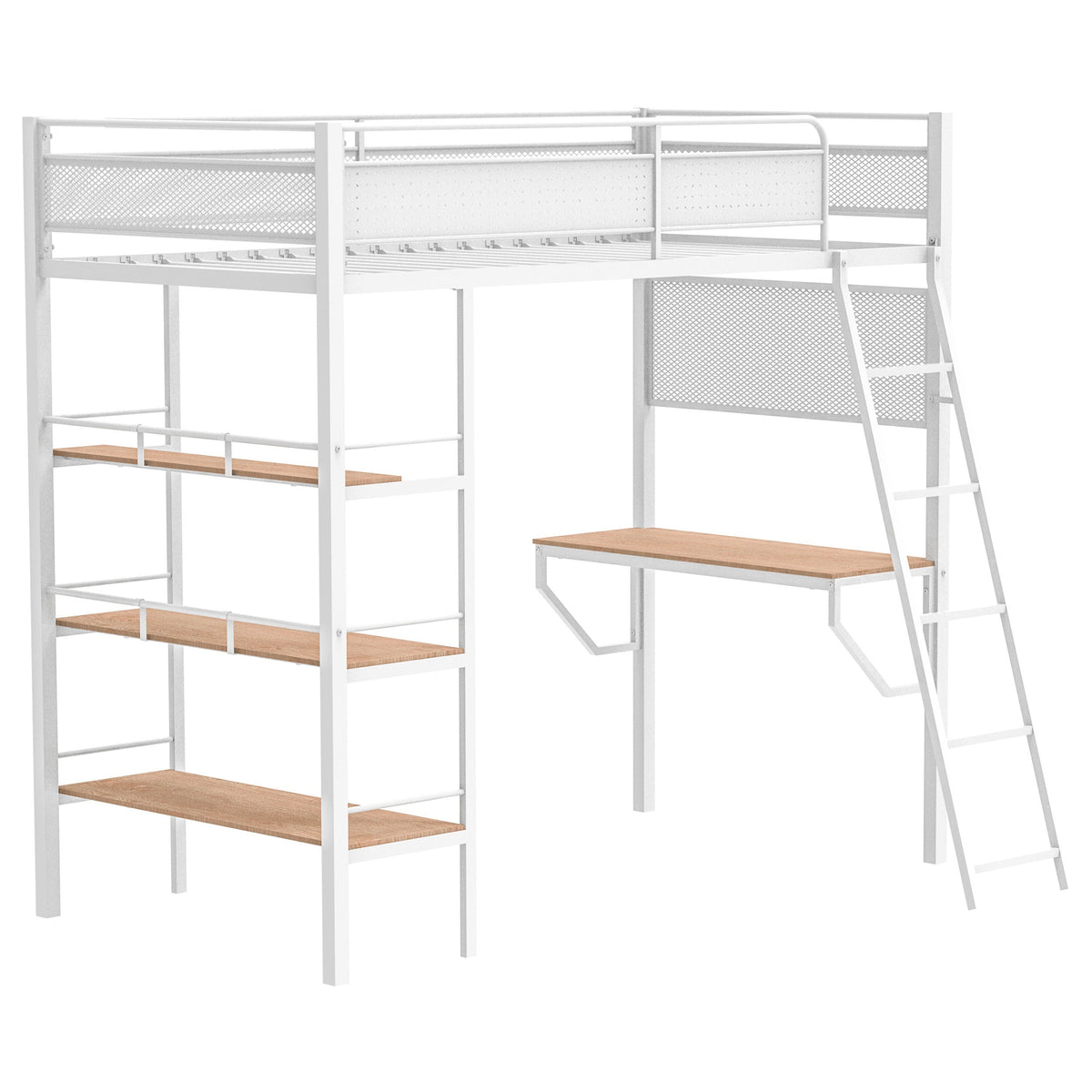 Campus 3-shelf Metal Twin Workstation Loft Bed Matte