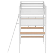 Campus 3-shelf Metal Twin Workstation Loft Bed Matte