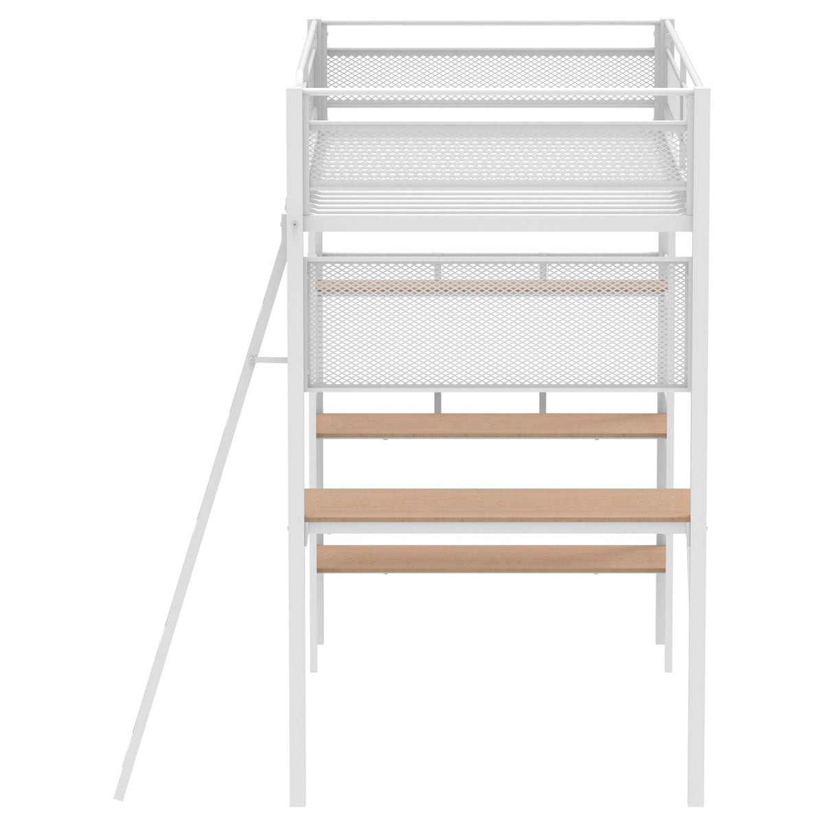Campus 3-shelf Metal Twin Workstation Loft Bed Matte