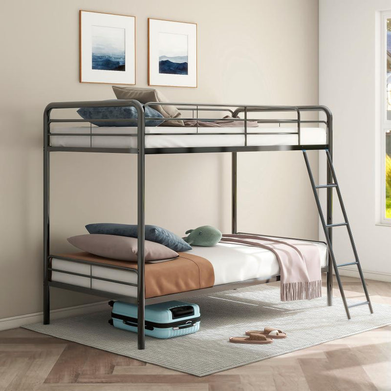 Carson Metal Twin Over Twin Bunk Bed Glossy Glossy Black Twin Twin