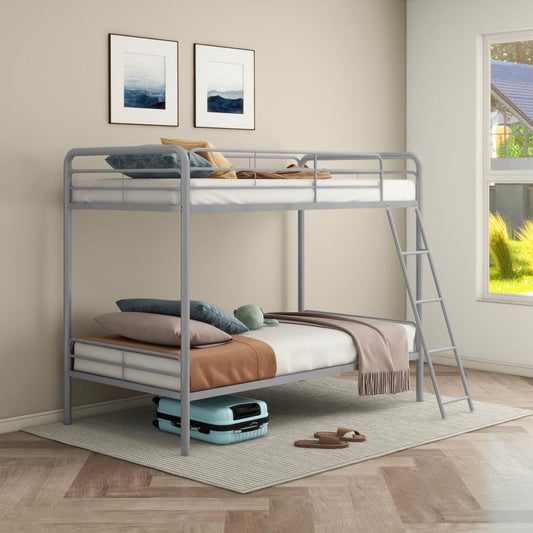Carson Metal Twin Over Twin Bunk Bed Glossy Glossy Silver Twin Twin
