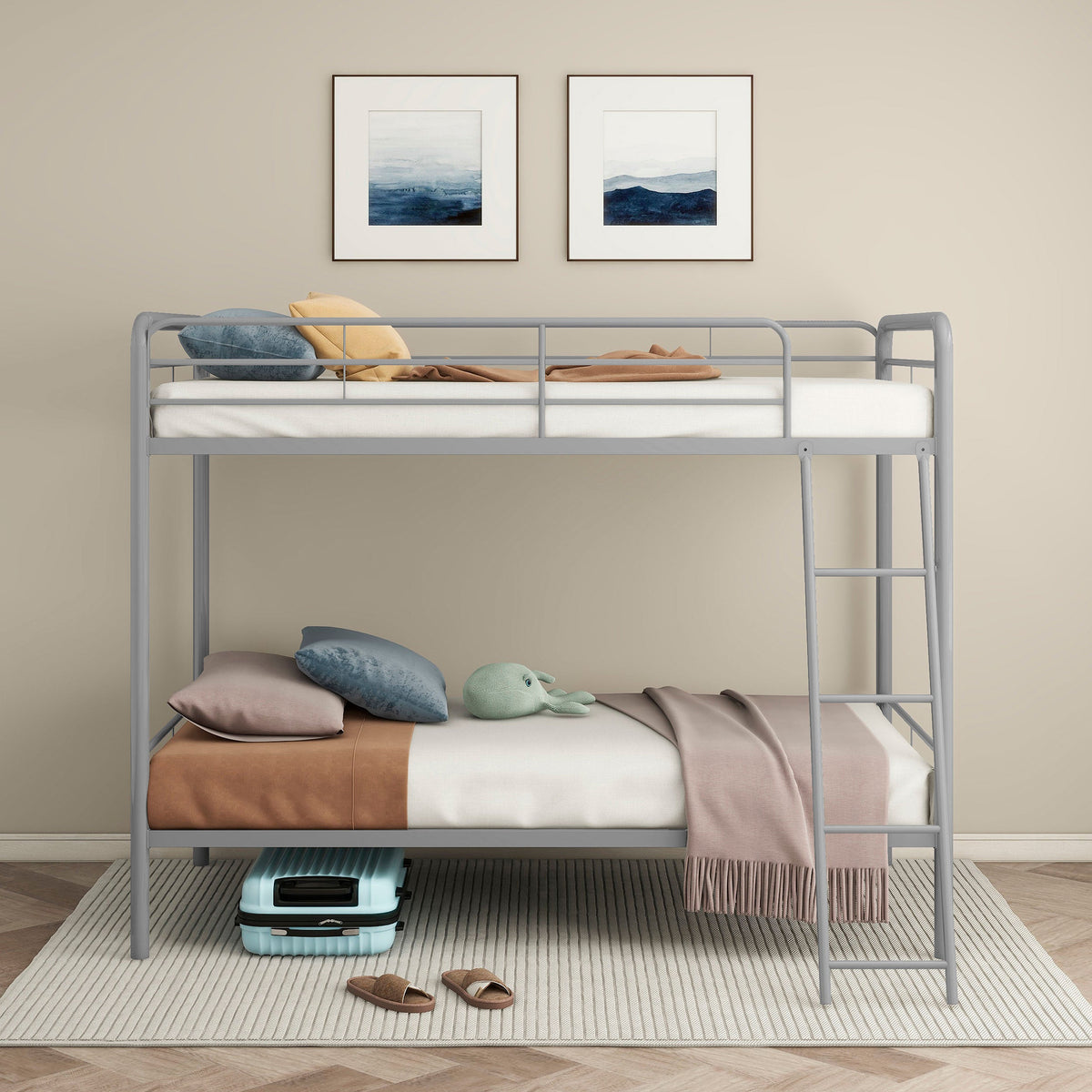 Carson Metal Twin Over Twin Bunk Bed Glossy