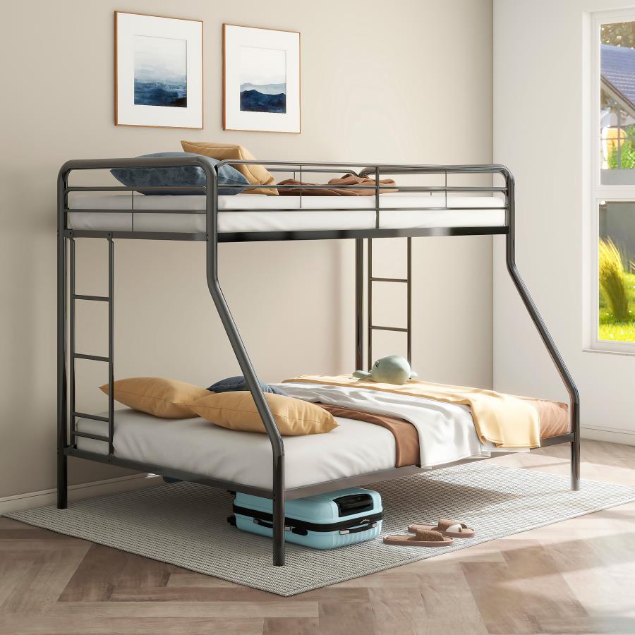 Carson Metal Twin Over Twin Bunk Bed Glossy Glossy Black Twin Full