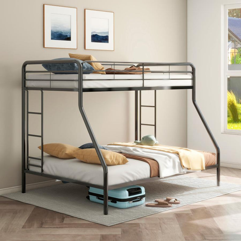 Carson Metal Twin Over Twin Bunk Bed Glossy Glossy Black Twin Full