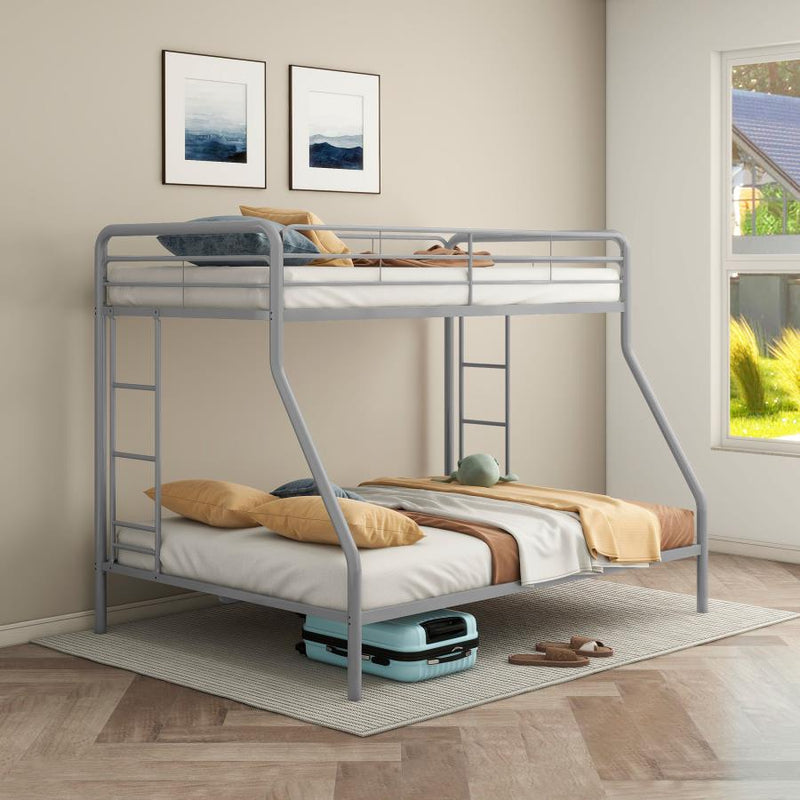 Carson Metal Twin Over Twin Bunk Bed Glossy Glossy Silver Twin Full