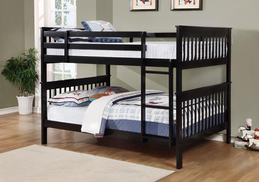 Chapman Wood Twin Over Twin Bunk Bed Black Full Full Bunk Bed