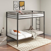 Alevera Metal Twin Over Twin Bunk Bed with Ladder Matte Black Twin Twin