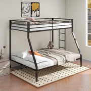 Alevera Metal Twin Over Twin Bunk Bed with Ladder Matte Black Twin Full