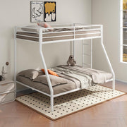 Alevera Metal Twin Over Twin Bunk Bed with Ladder Matte White Twin Full