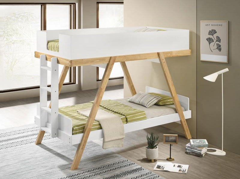 Frankie Wood Twin Over Twin Bunk Bed White Bunk Bed