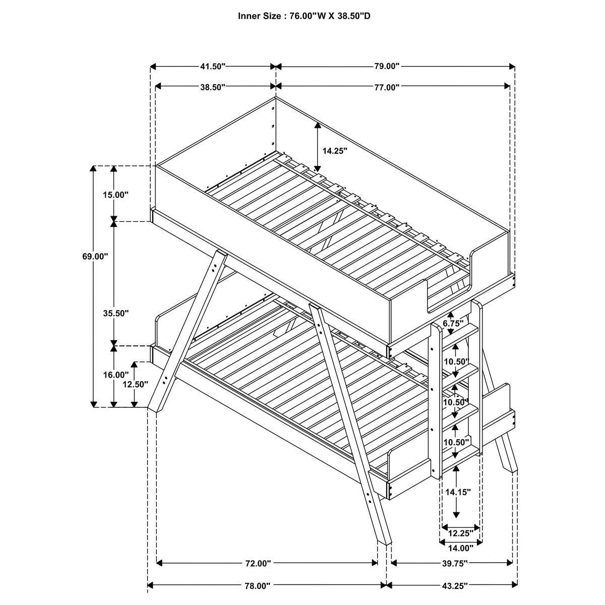 Frankie Wood Twin Over Twin Bunk Bed