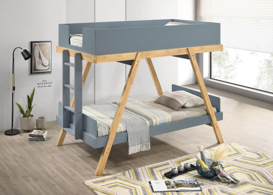 Frankie Wood Twin Over Twin Bunk Bed Van Courtland Blue Bunk Bed