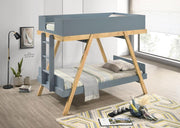 Frankie Wood Twin Over Twin Bunk Bed Van Courtland Blue Bunk Bed