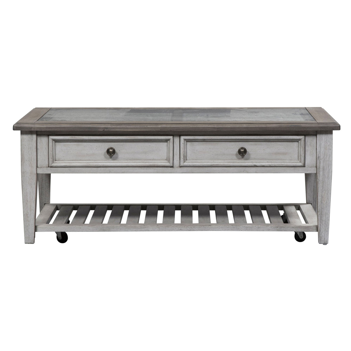 Heartland - 3 Piece Table Set - Antique White / Tobacco Tops