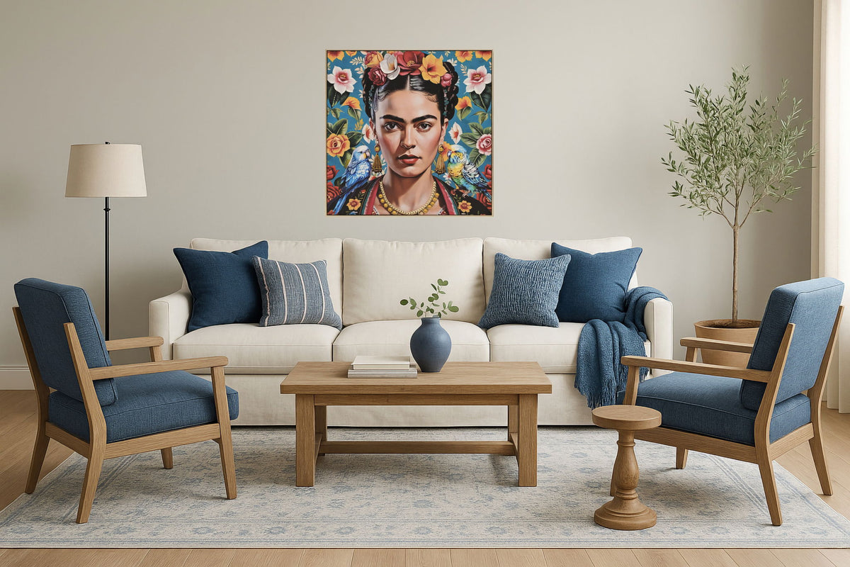 Vivid Gaze Reverie - 32" x 32" Framed Wall Art - Blue