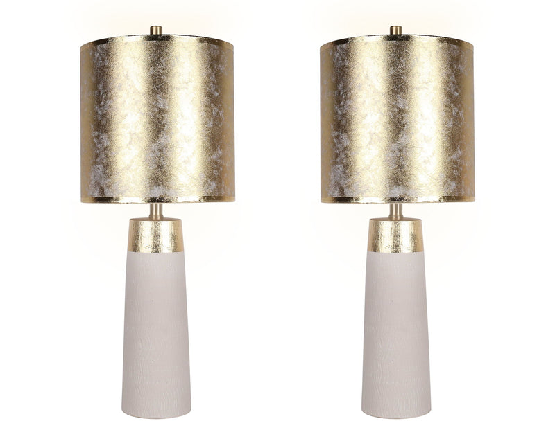 "Luxe Radiance" Ceramic Table Lamp (Set of 2) - Off White / Gold