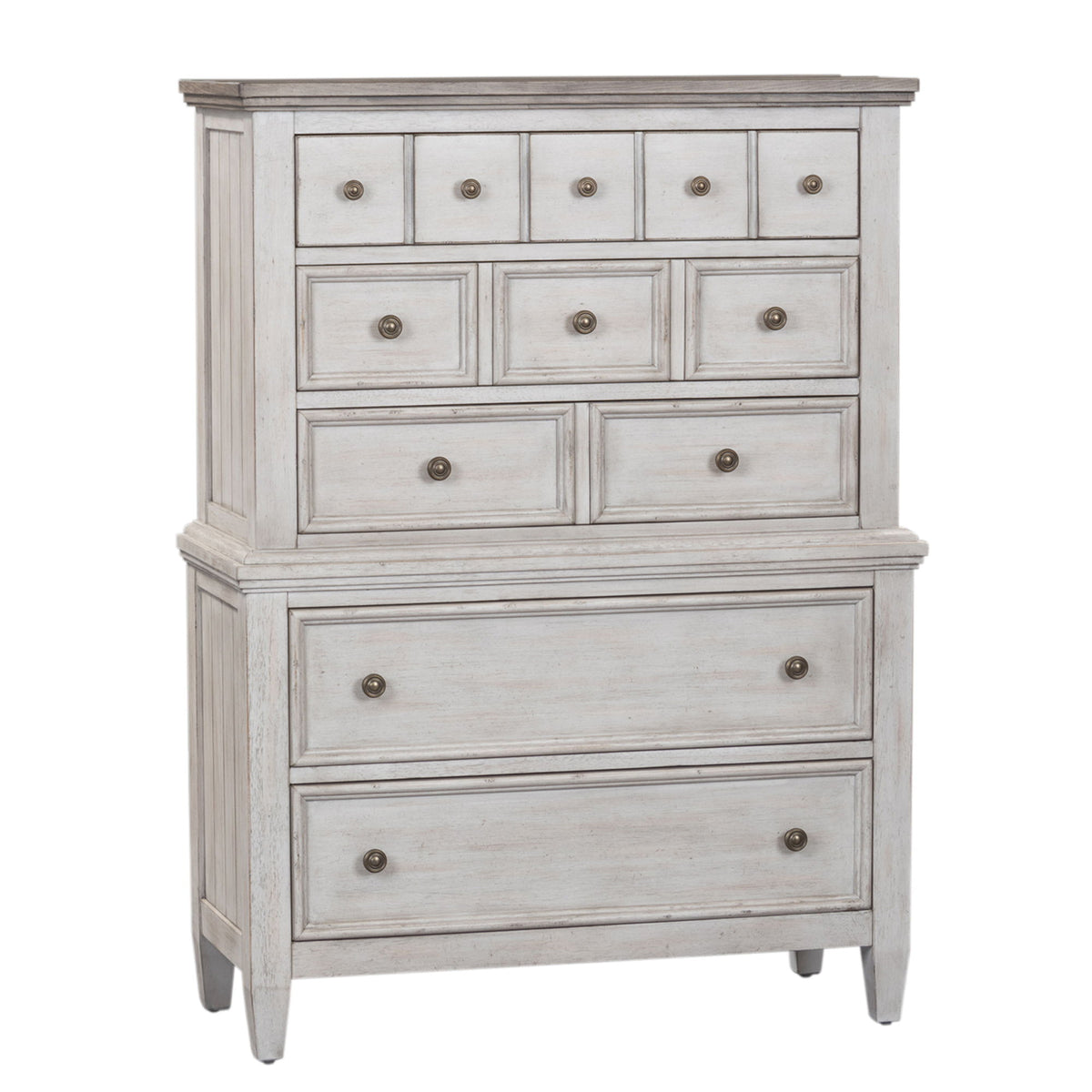 Heartland - 5 Drawer Chest - Antique White / Tobacco Tops