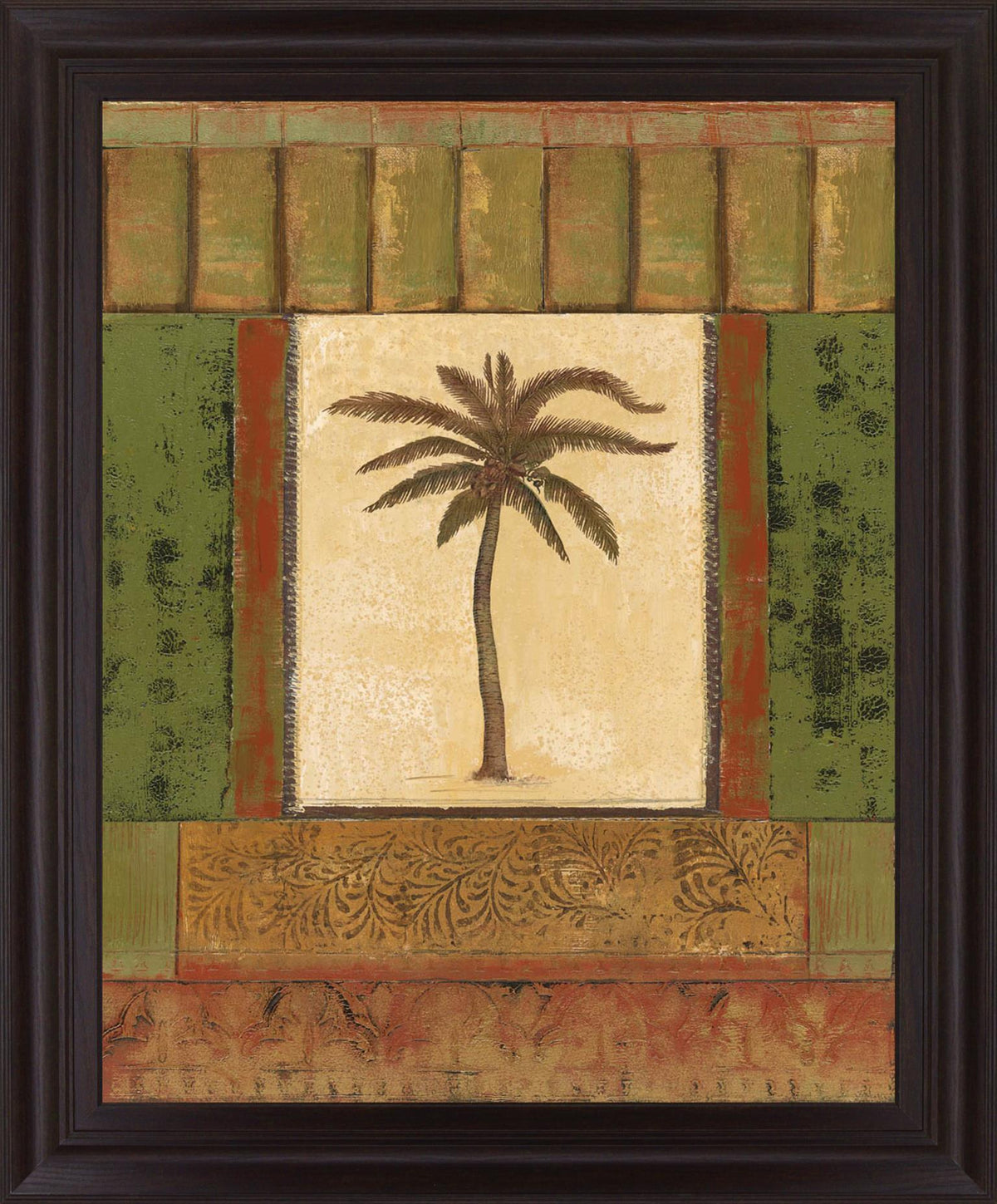 Verdant Palmway - 28" x 34" Framed Wall Art - Light Brown
