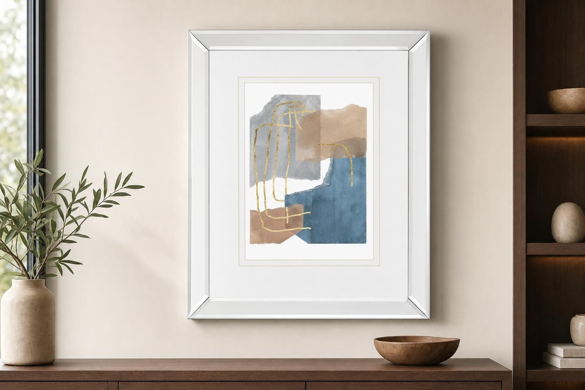 Matter Dissolving II By Melissa Wang, Mirrored Frame - Light Blue