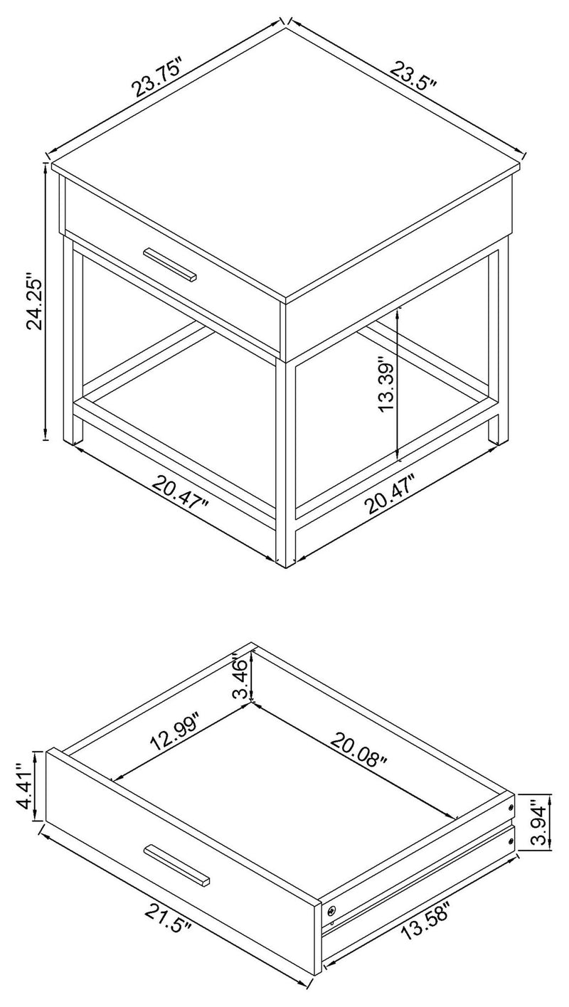 Byers 1-drawer Square Engineered Wood End Table Brown Oak
