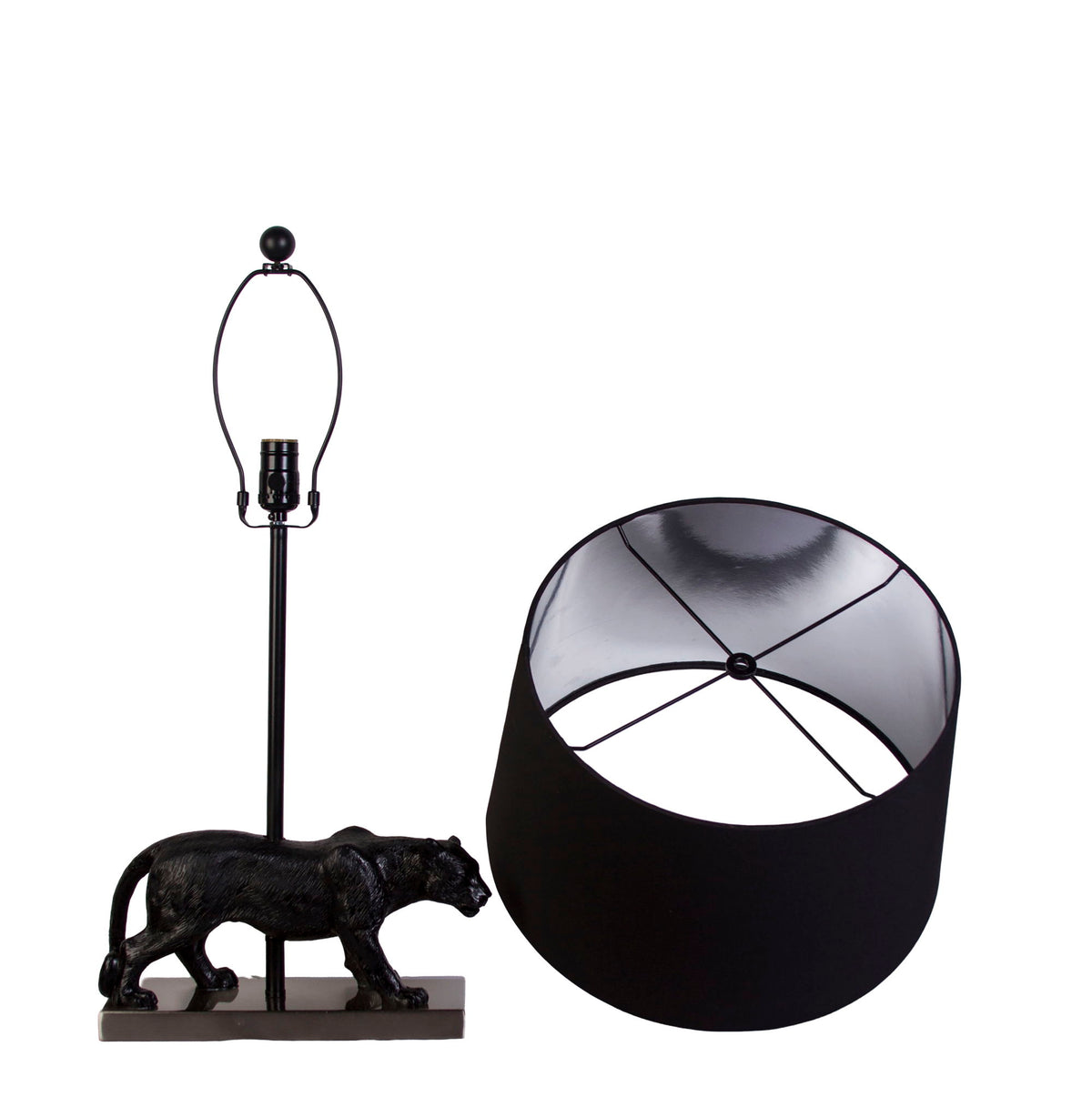 "Panther Noir" Resin Table Lamp (Set of 2) - Black Resin/Pn On Metal