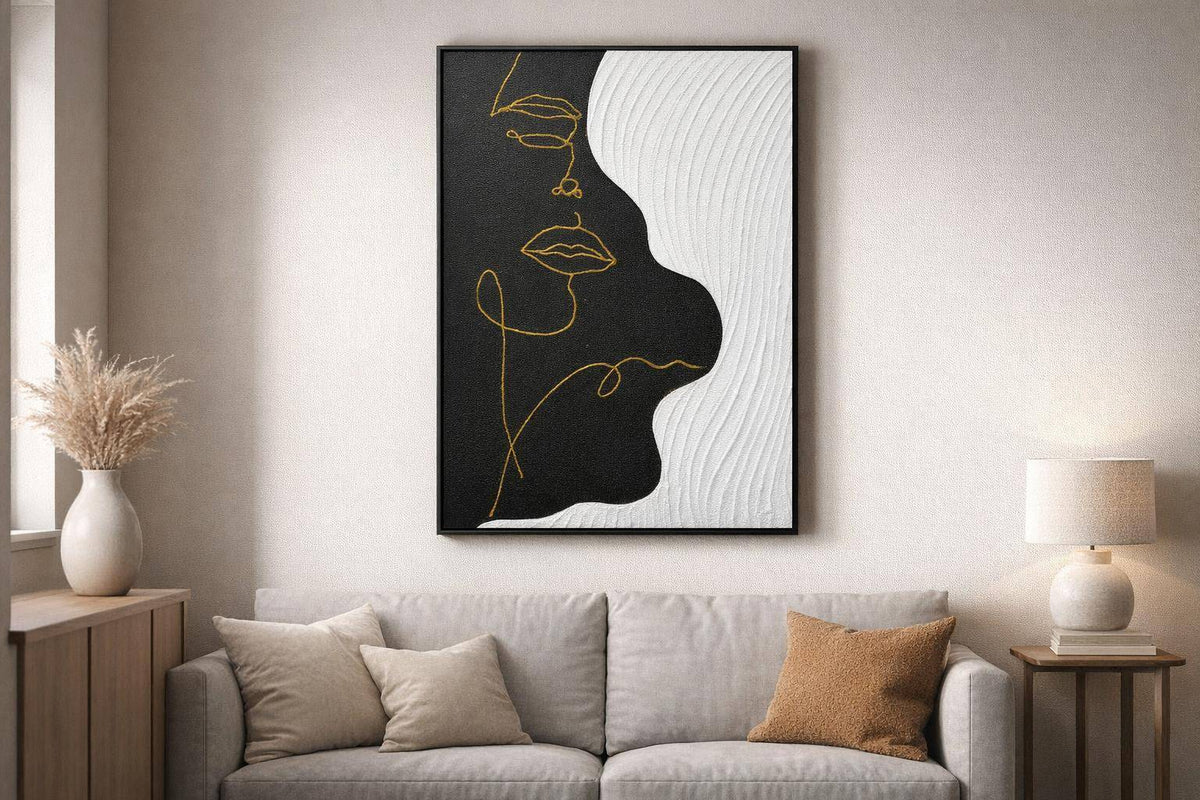 Contour Muse II Hand-Painted Canvas In Frame - Black / White