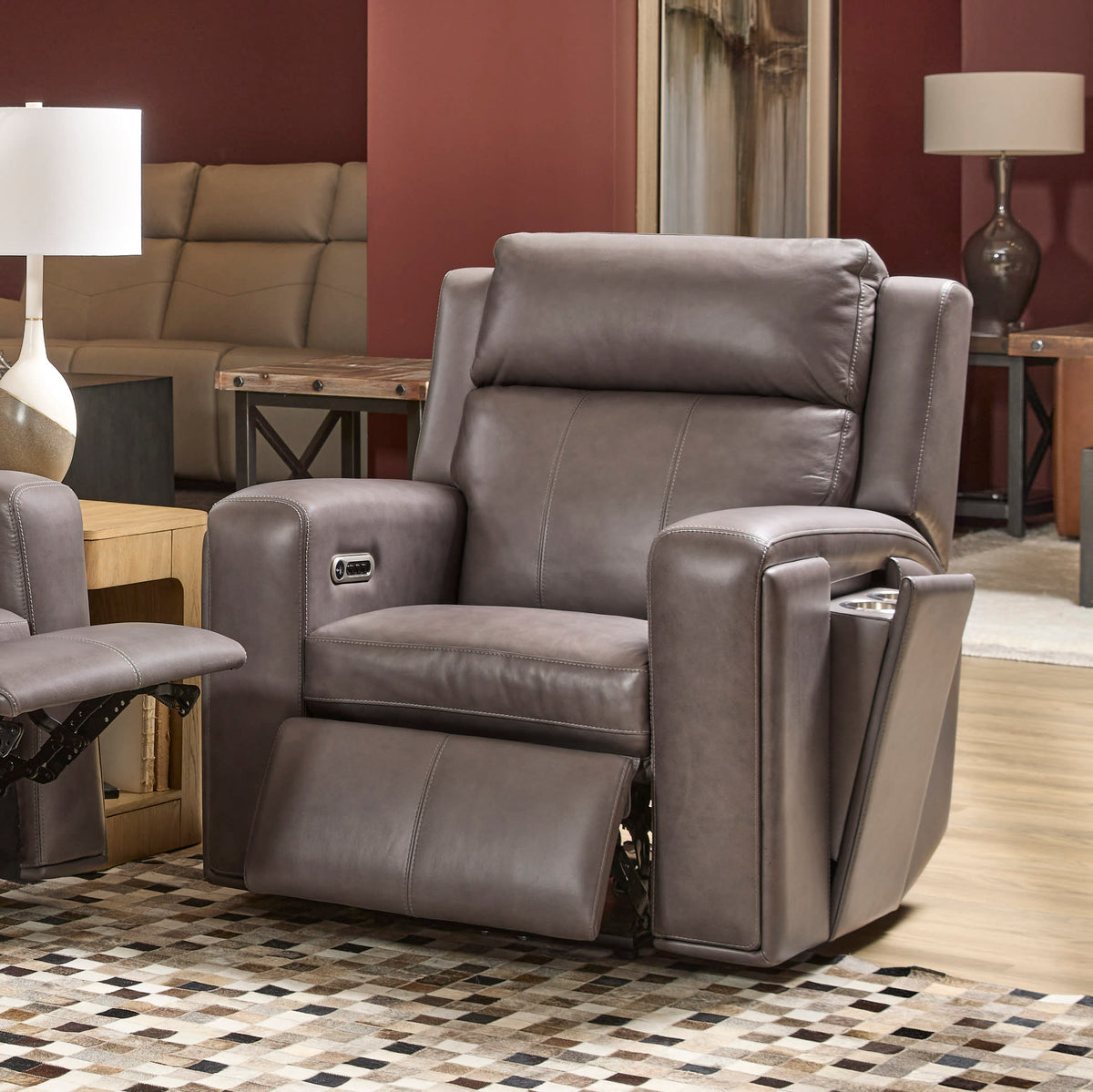 Flexsteel Wyatt Power Recliner with Power Headrest & Lumbar