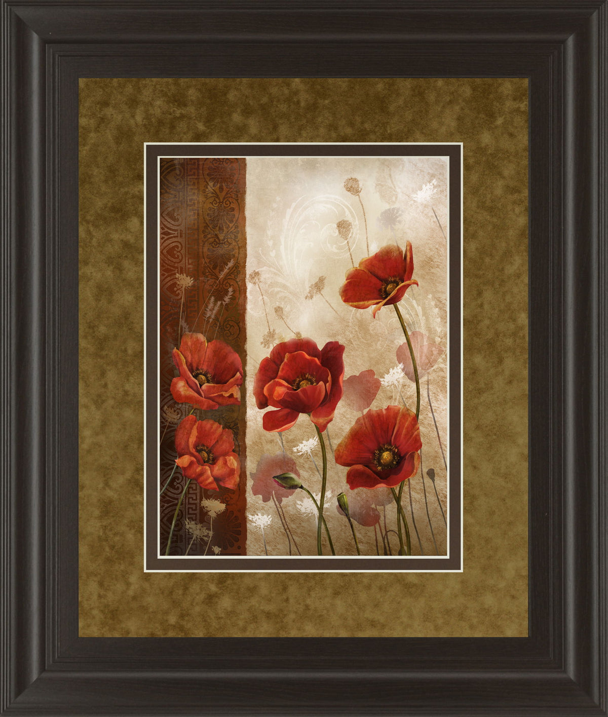 Wild Poppies I By Conrad Knutsen - Framed Print Wall Art - Light Brown