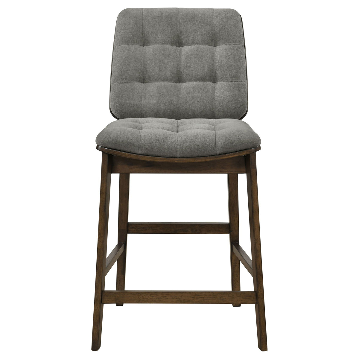 Redbridge Velvet Upholstered Counter Chair Grey and Walnut (Set of 2)
