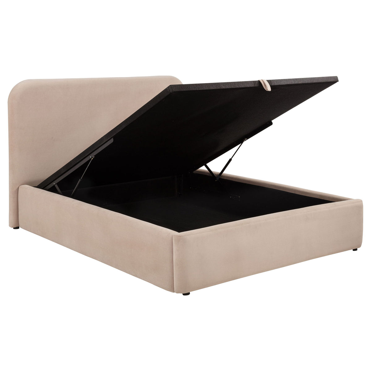 Anders Upholstered Eastern King Storage Lift Platform Bed Beige