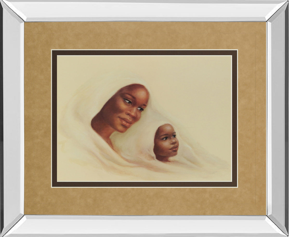 Two Generations - Mirror Framed Print Wall Art - Beige