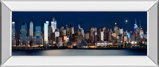 New York At Night Xi By James Mcloughlin - Mirror Framed Print Wall Art - Black