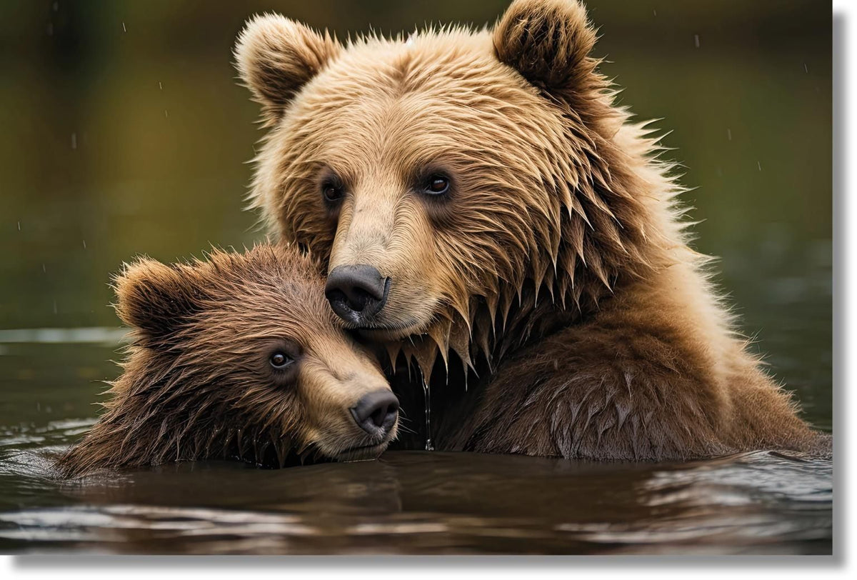 Gentle Embrace - 40" x 60" Framed Wall Art - Dark Brown