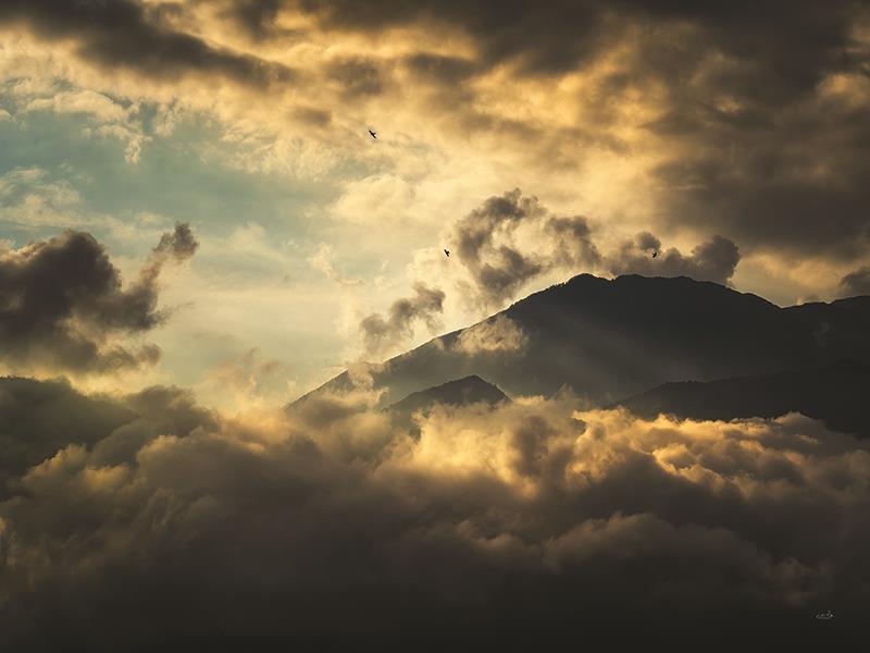 High In The Clouds By Martin Podt Photography (Framed Small) - Dark Gray