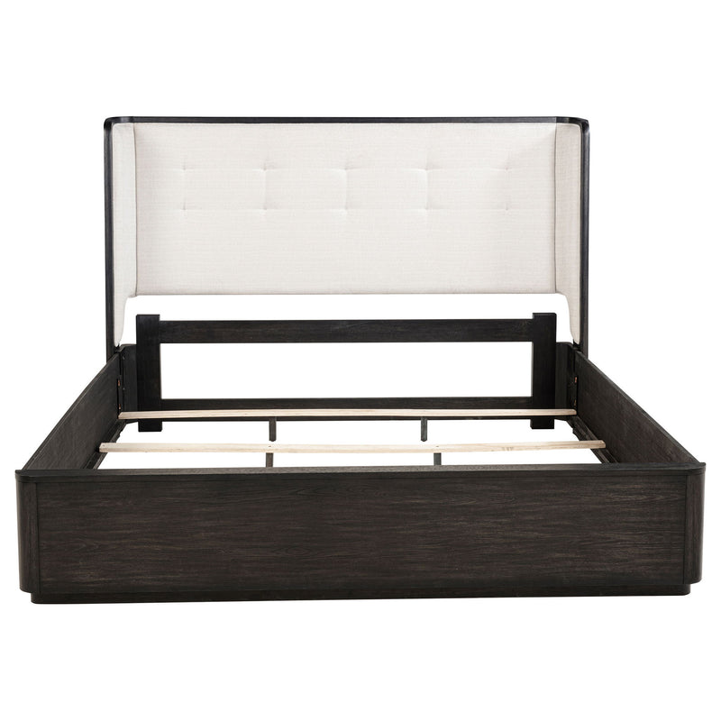 Leandro 55-inch Eastern King Wingback Bed Burnished Black