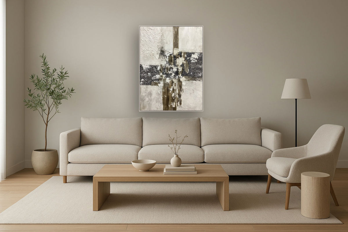 Urban Textures Fusion - 36" x 48" Framed Wall Art - Gray