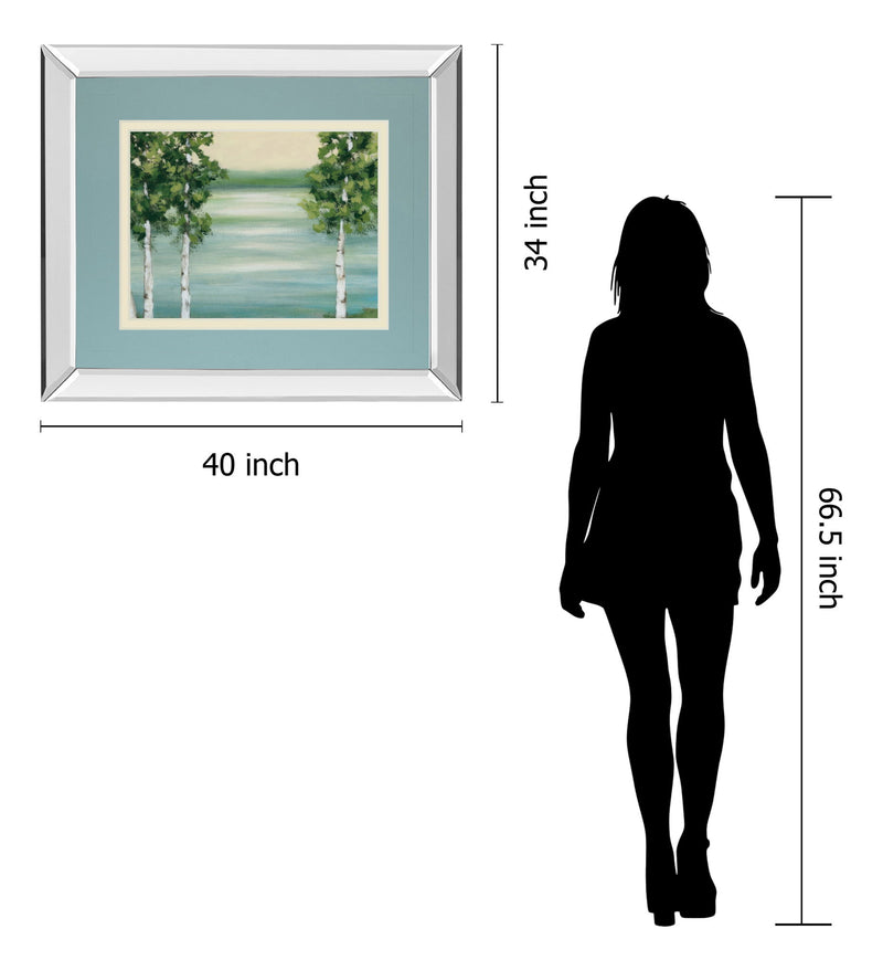 Quiet Lake By Rita Vindeszia - Mirror Framed Print Wall Art - Light Blue