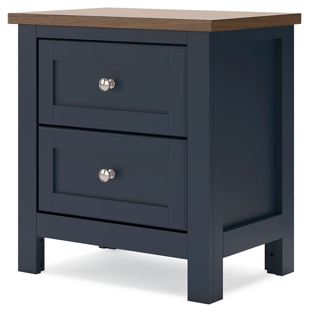 Landocken - Two Drawer Night Stand - Brown / Blue