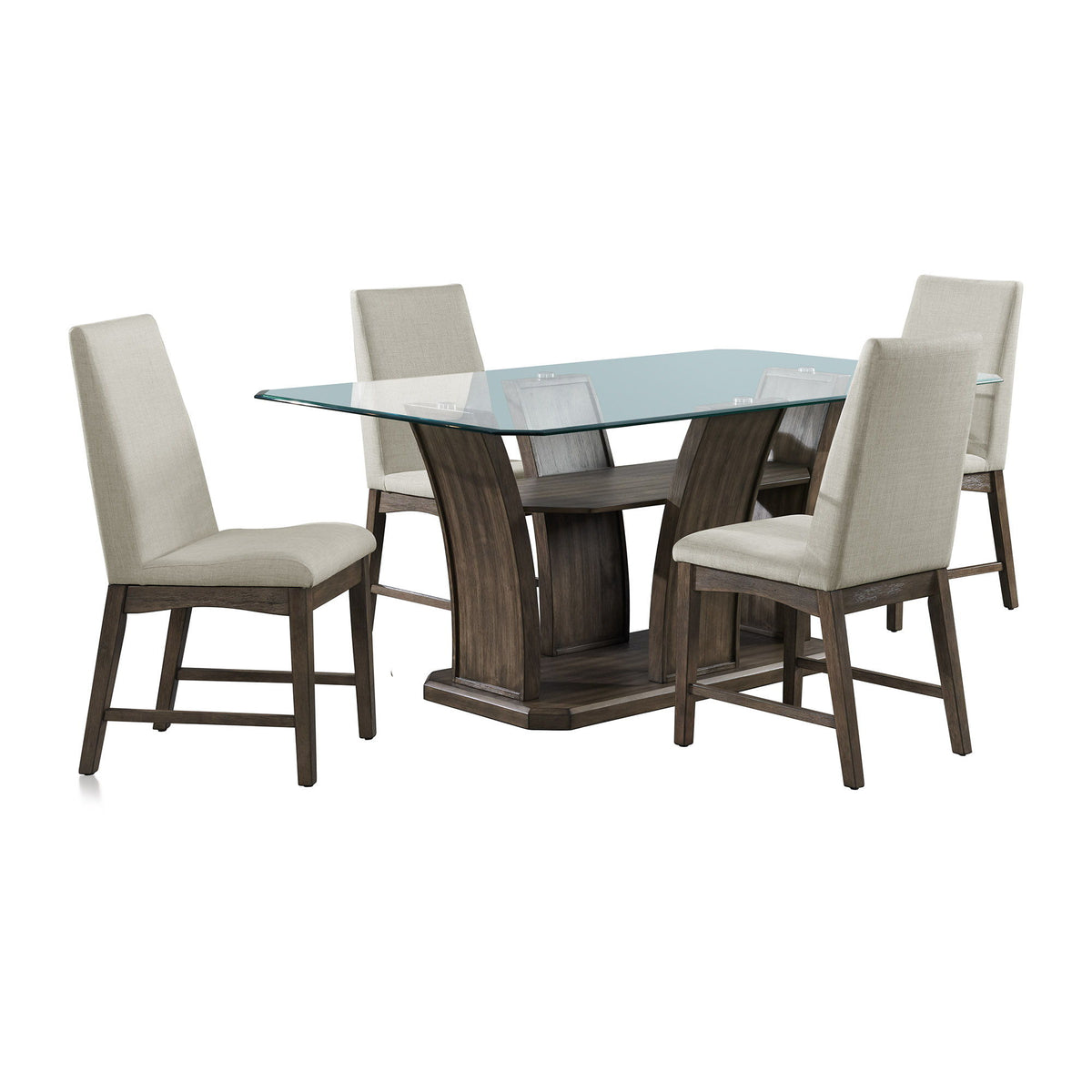 Dapper - 5 Piece Rectangular Standard Height Dining Set Table & Four Chairs - Walnut