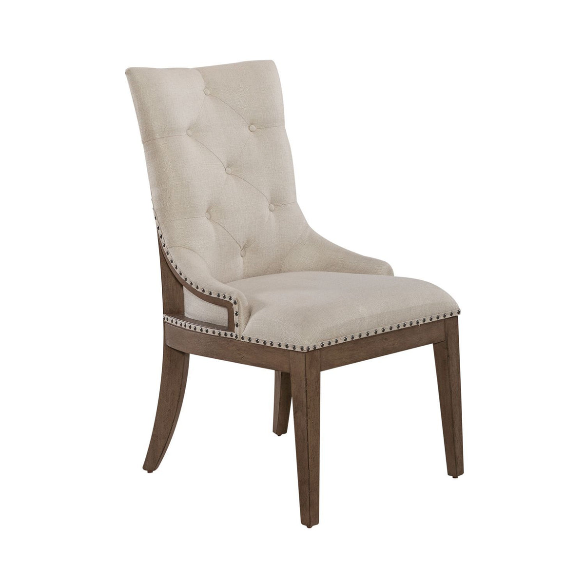 Americana Farmhouse - 5 Piece Pedestal Table Set (Upholstered Shelter Side Chairs) - Dusty Taupe